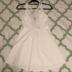 White Eyelet Mesh Dress
